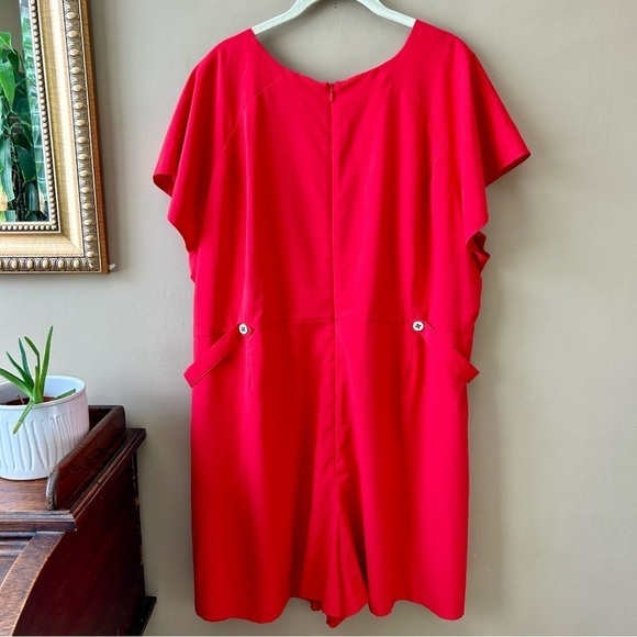 Modcloth Nostalgic Discovery Romper Red Short Sleeve Shorts Nautical Sailor 3x - Picture 4 of 8